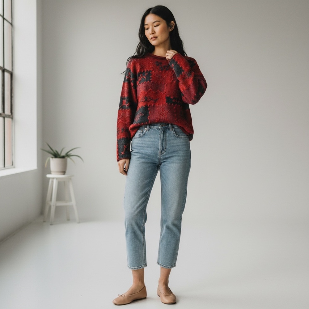 Jaclyn Smith L Red Embroidered Patchwork Floral D… - image 7